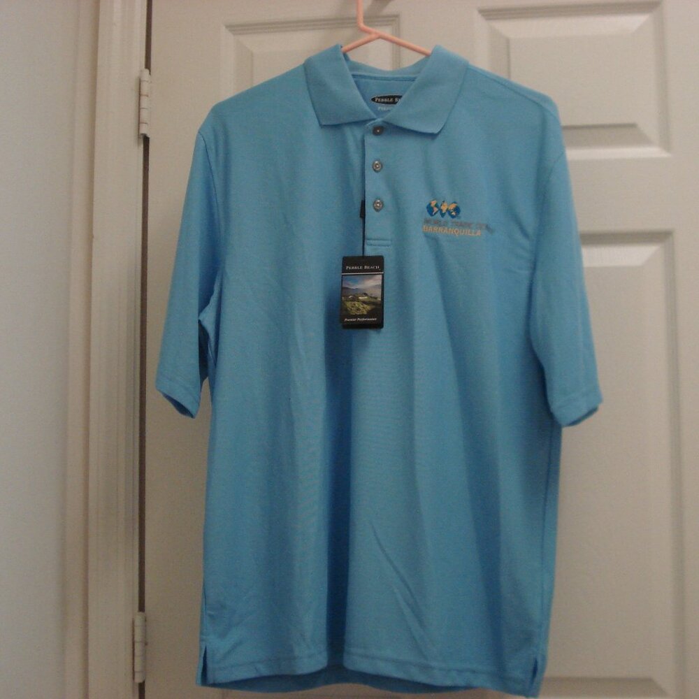 Pebble Beach Premier Performance Polo Golf Shirt Mens L  Blue NWT